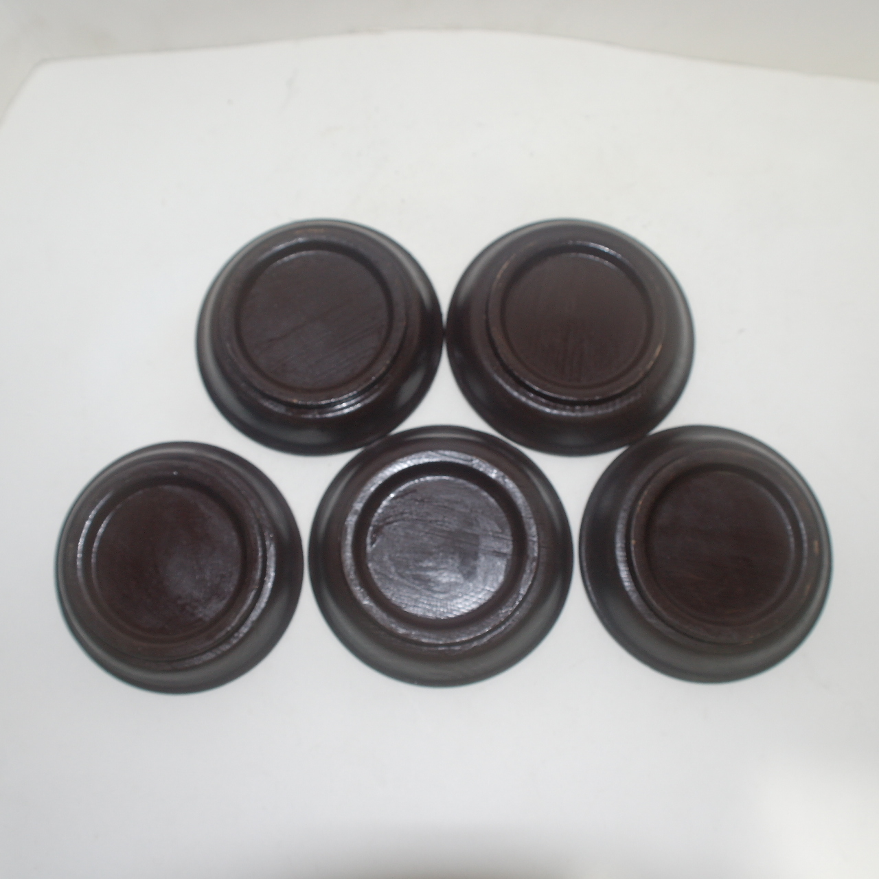 두꺼운 나무로된 나무완 5점