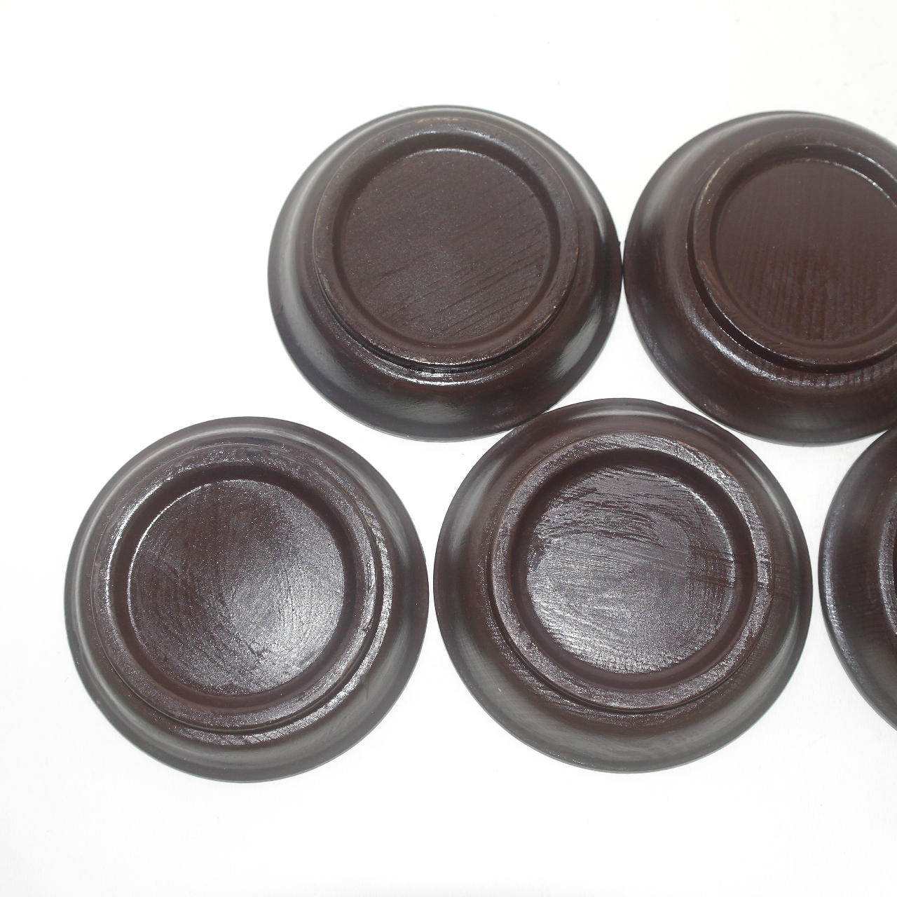 두꺼운 나무로된 나무완 5점