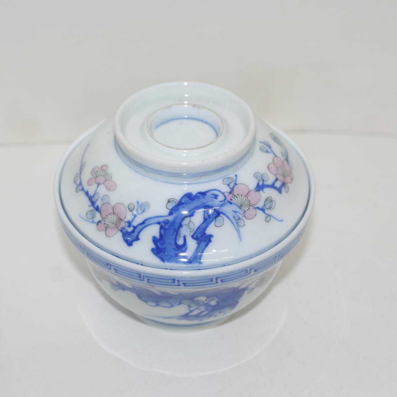 100년이상된 고이마리 청화백자진사화문 개완