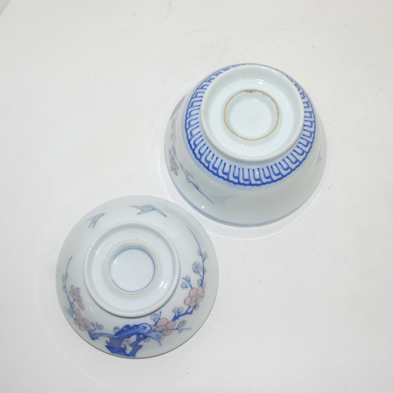 100년이상된 고이마리 청화백자진사화문 개완