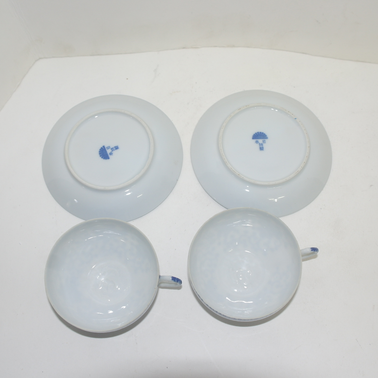 연대가좋은 초창기 종이같이 얇은 청화백자 커피잔 2셋트