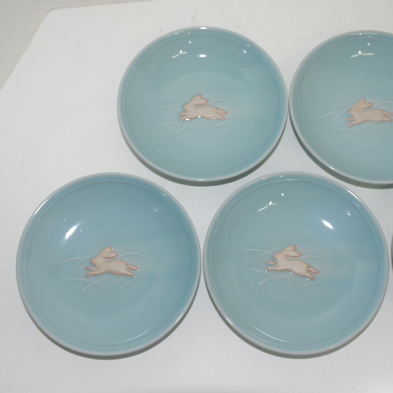 순청자 양각토끼문 완 5점