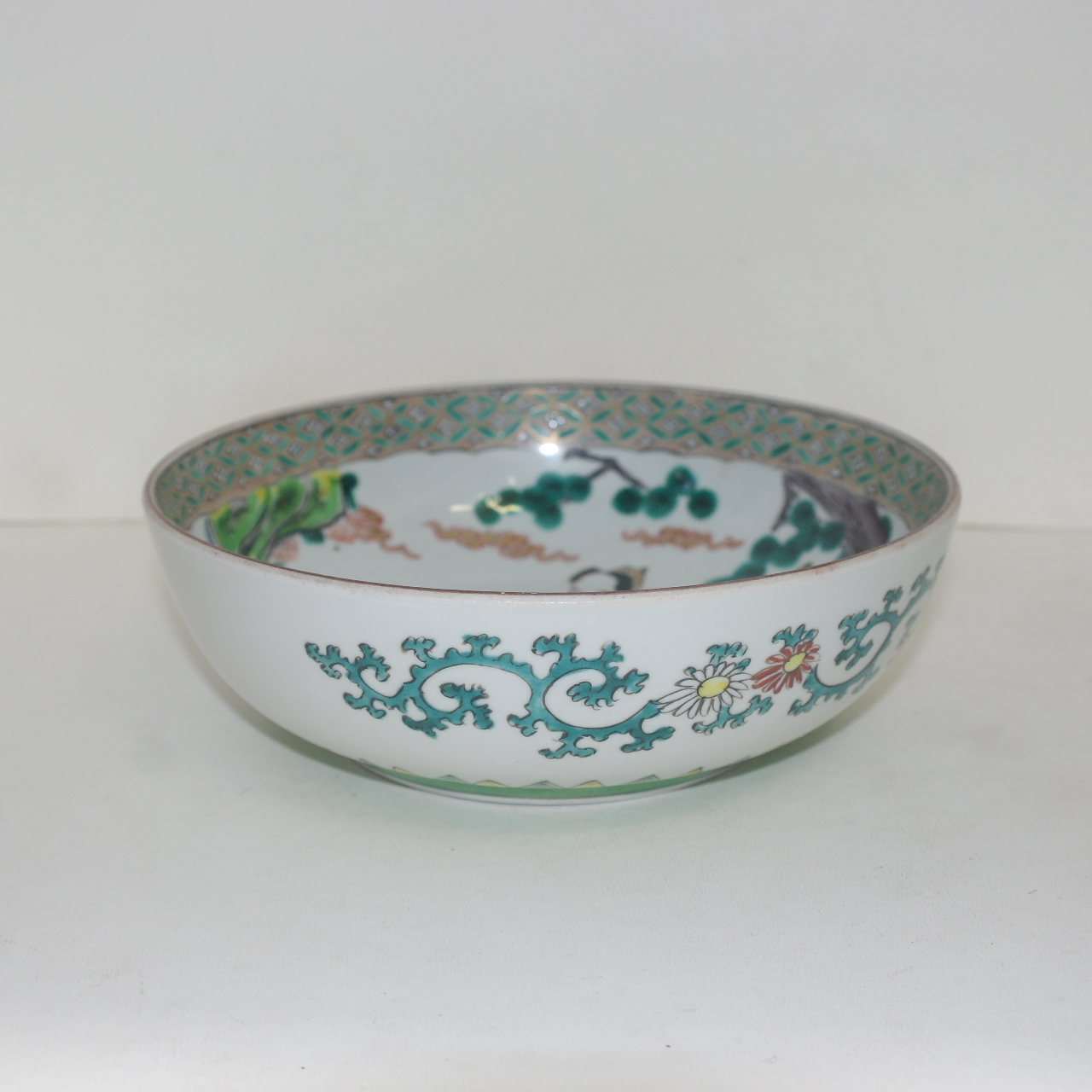 100년이상된 고구다니 청화백자 호랑이신선문 대완