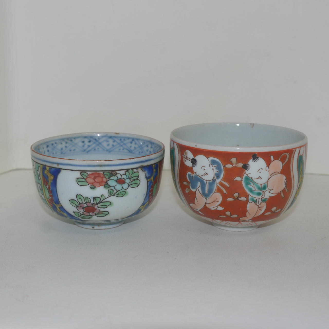 에도시기 청화백자 인물화문잔 2점