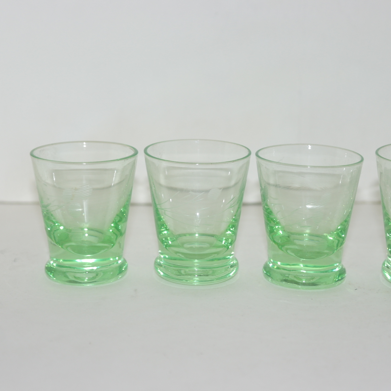 채색크리스탈 화문잔 5점