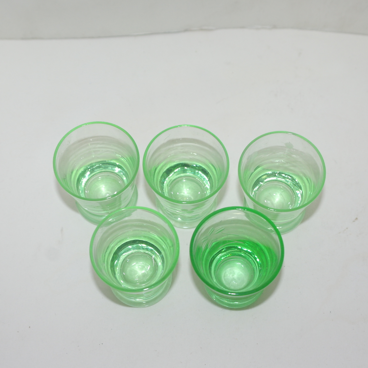 채색크리스탈 화문잔 5점