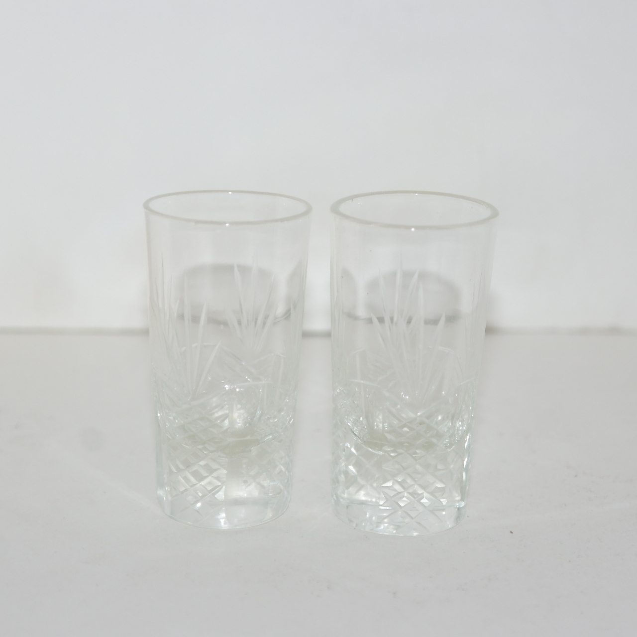 크리스탈 화문잔 2점