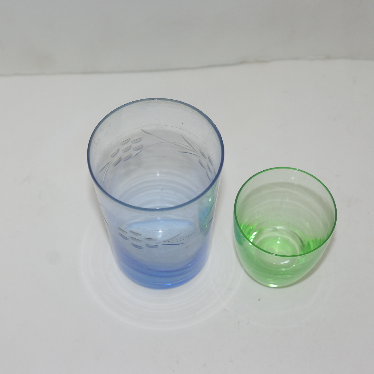 근대사 채색크리스탈잔 2점