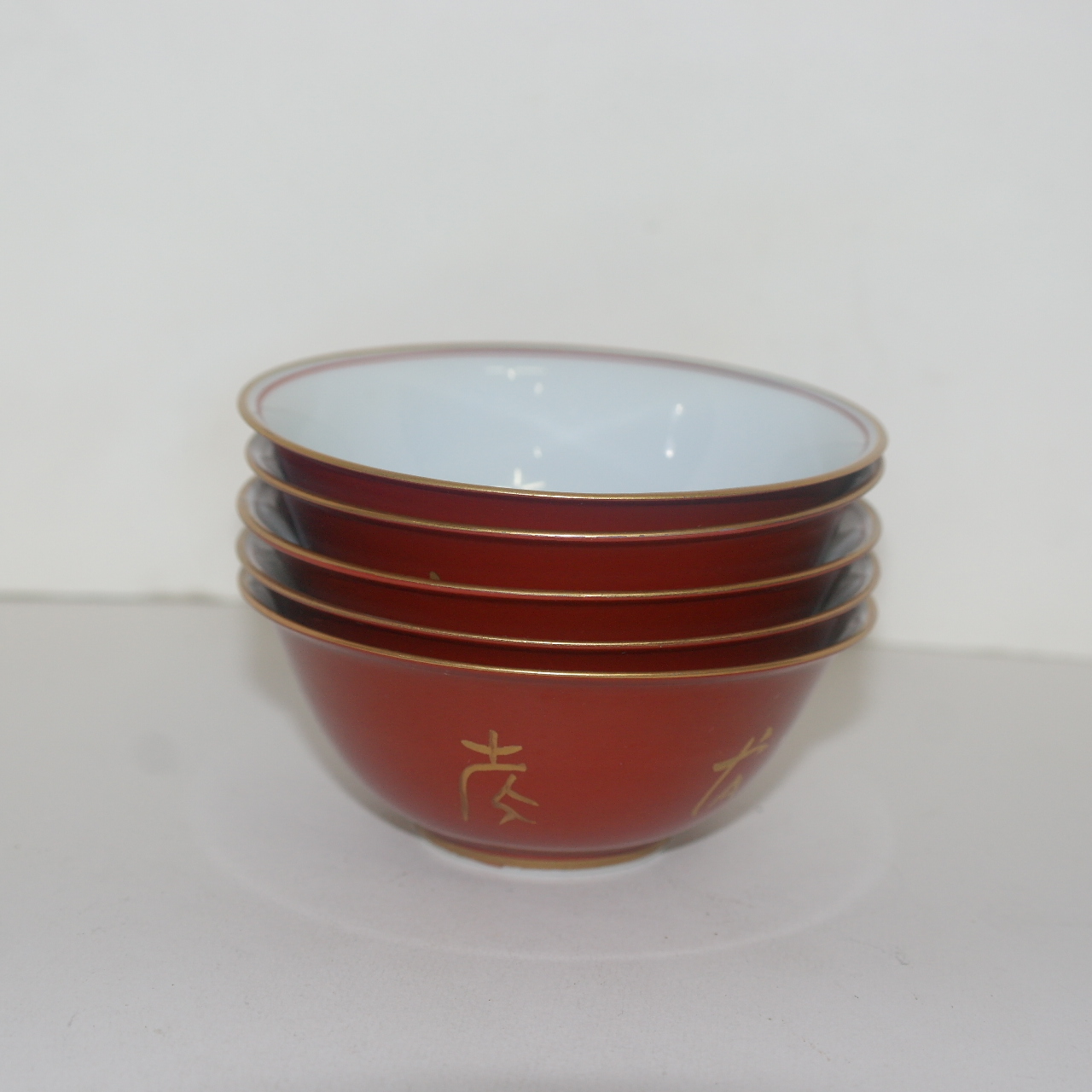 아주얇은 진사백자금채문 잔 5점