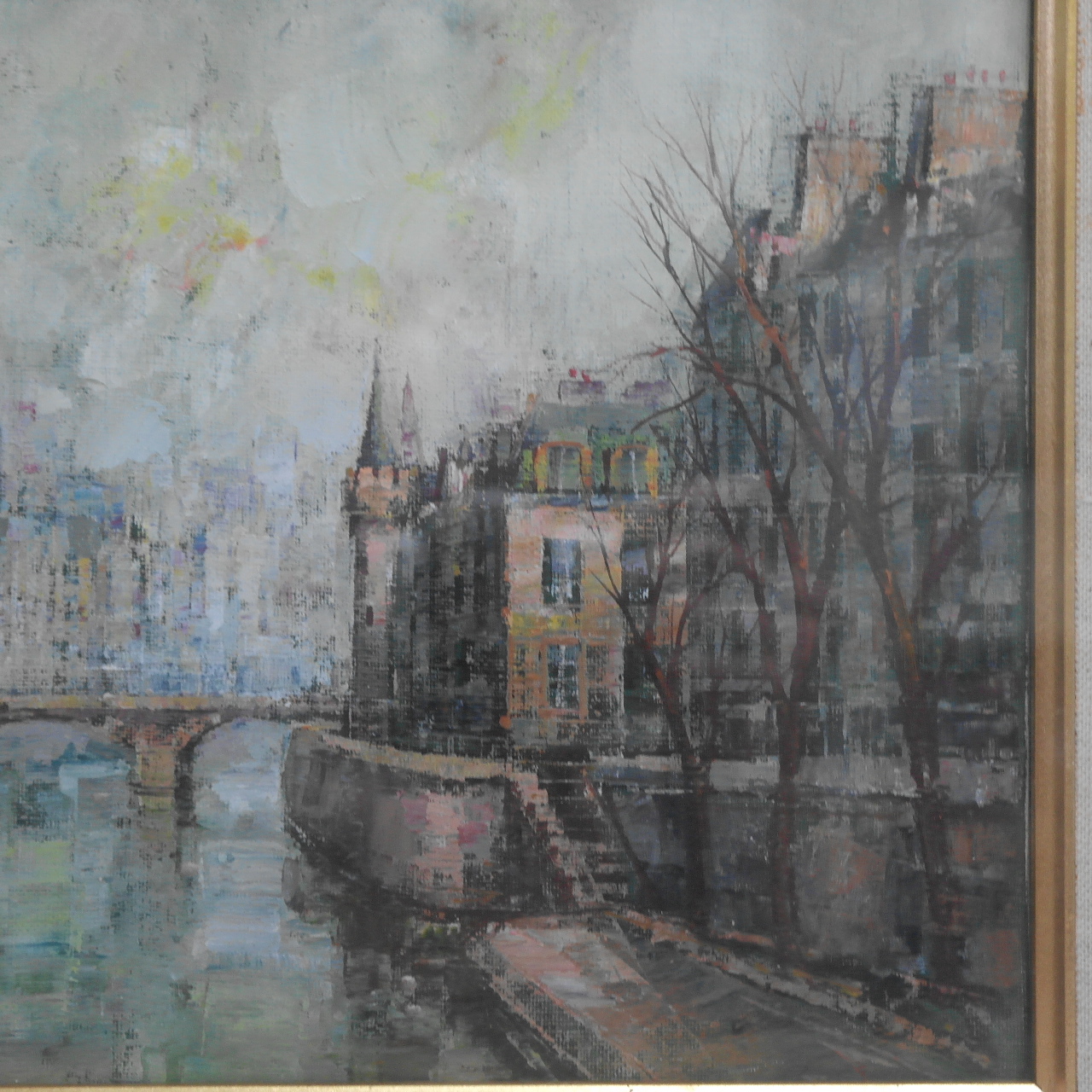 나무액자에 유화 도시풍경그림
