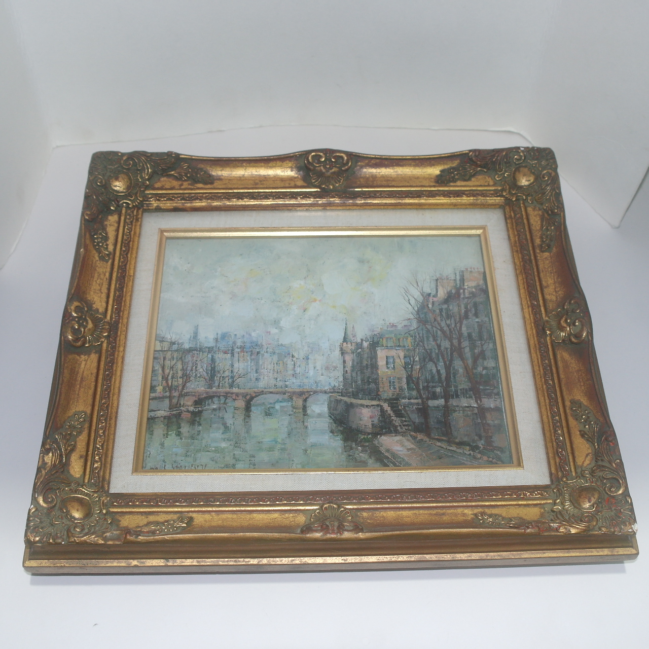 나무액자에 유화 도시풍경그림