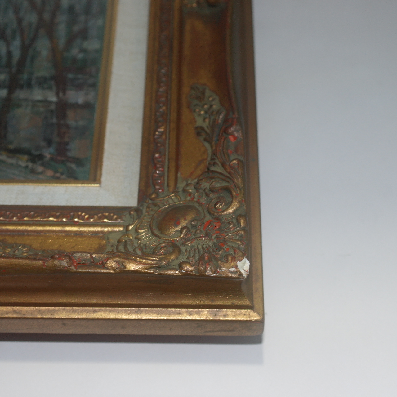 나무액자에 유화 도시풍경그림