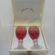 보헤미아 크리스탈 금채화문 잔 2점셋트