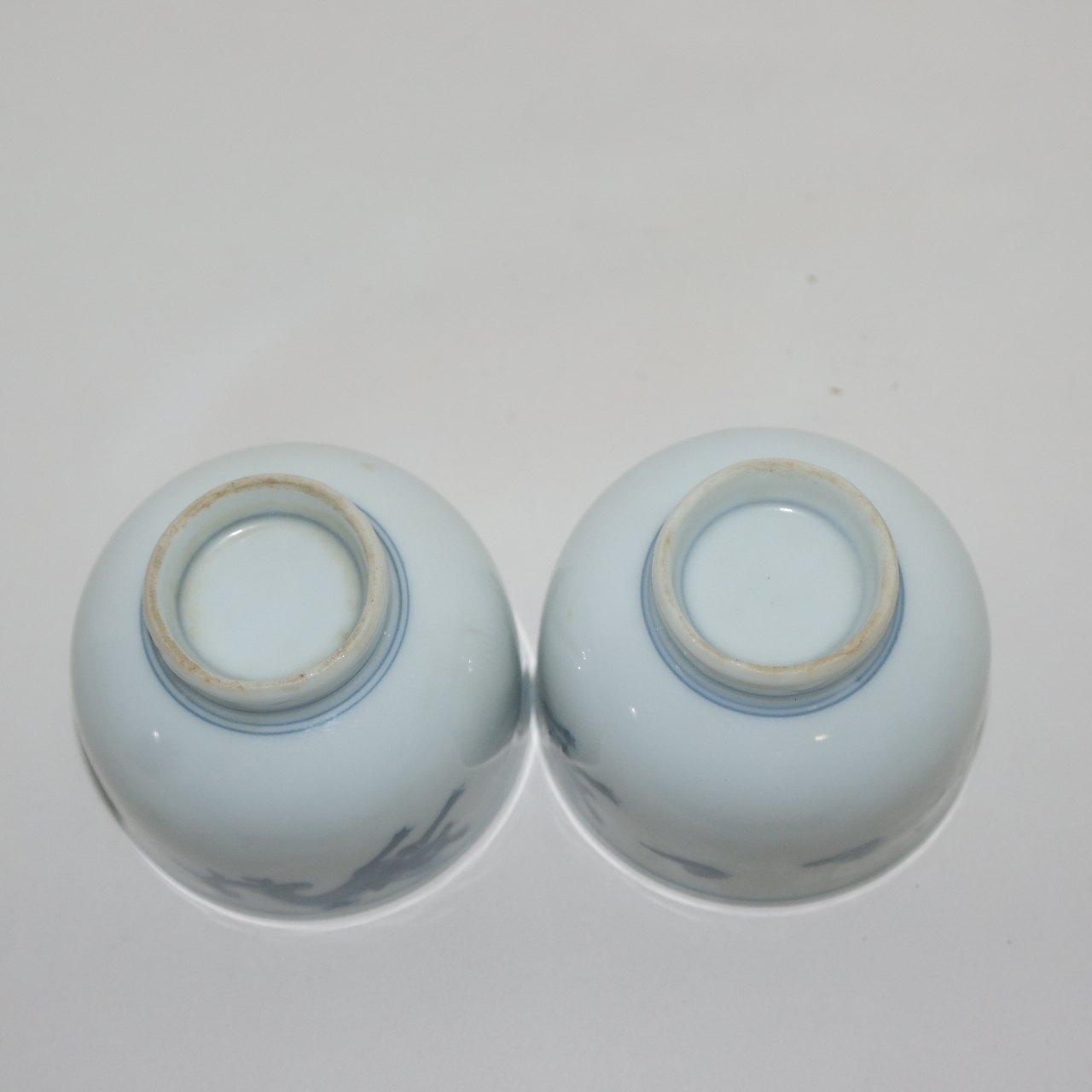 연대가좋은 청화백자 해태용문 잔 2점