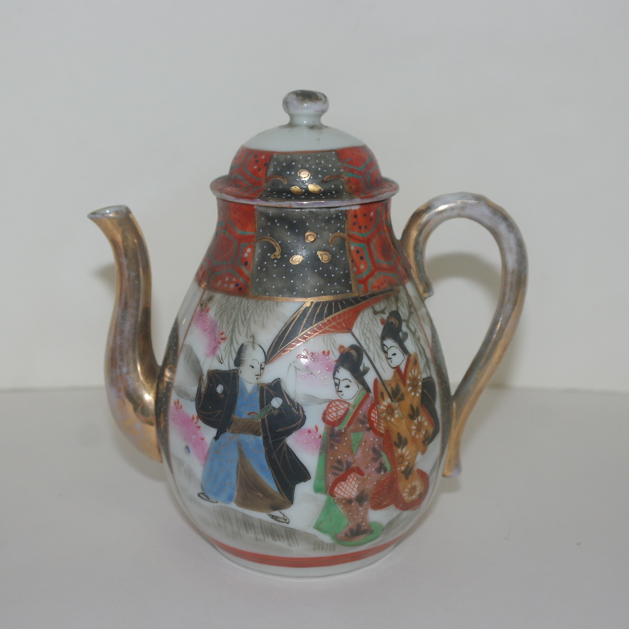 에도시기 골동 철화백자진사금채 인물문 주자