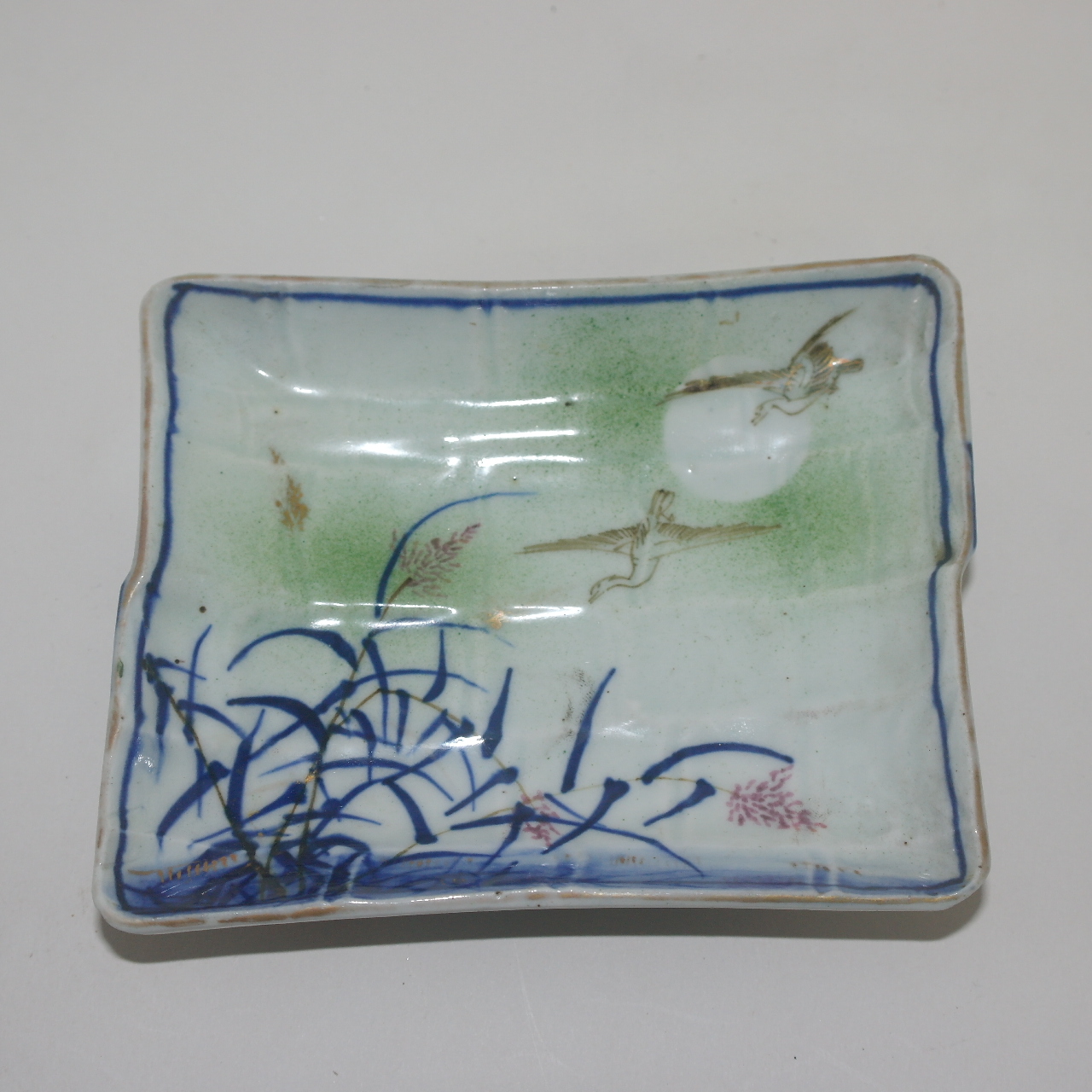 100년이상된 청화백자조화문 사각완