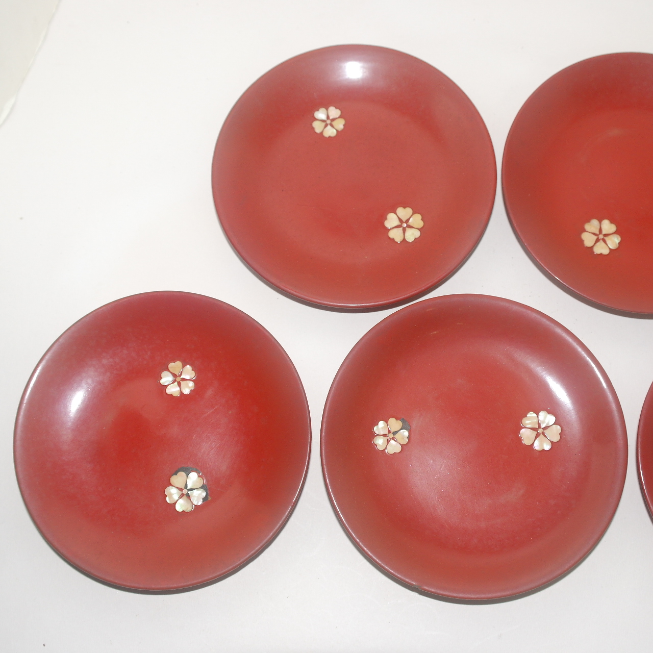 연대가좋은 나무에 자개화문된 완 5점