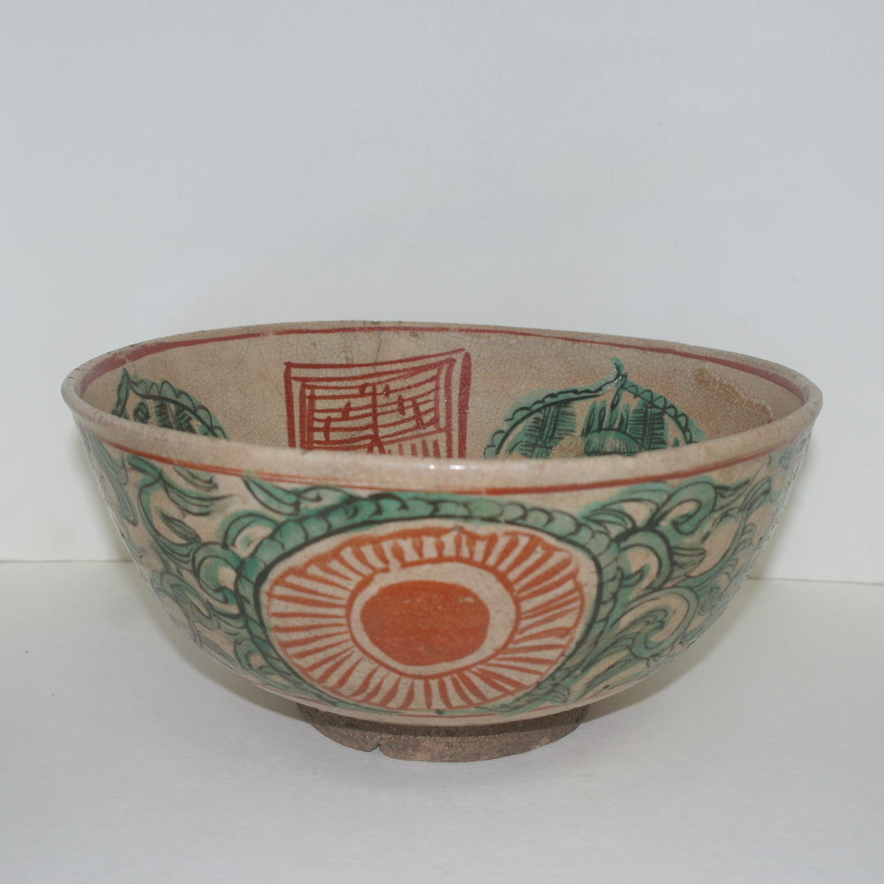 에도시기 200년이상된 청자 진사청화탑문 대완