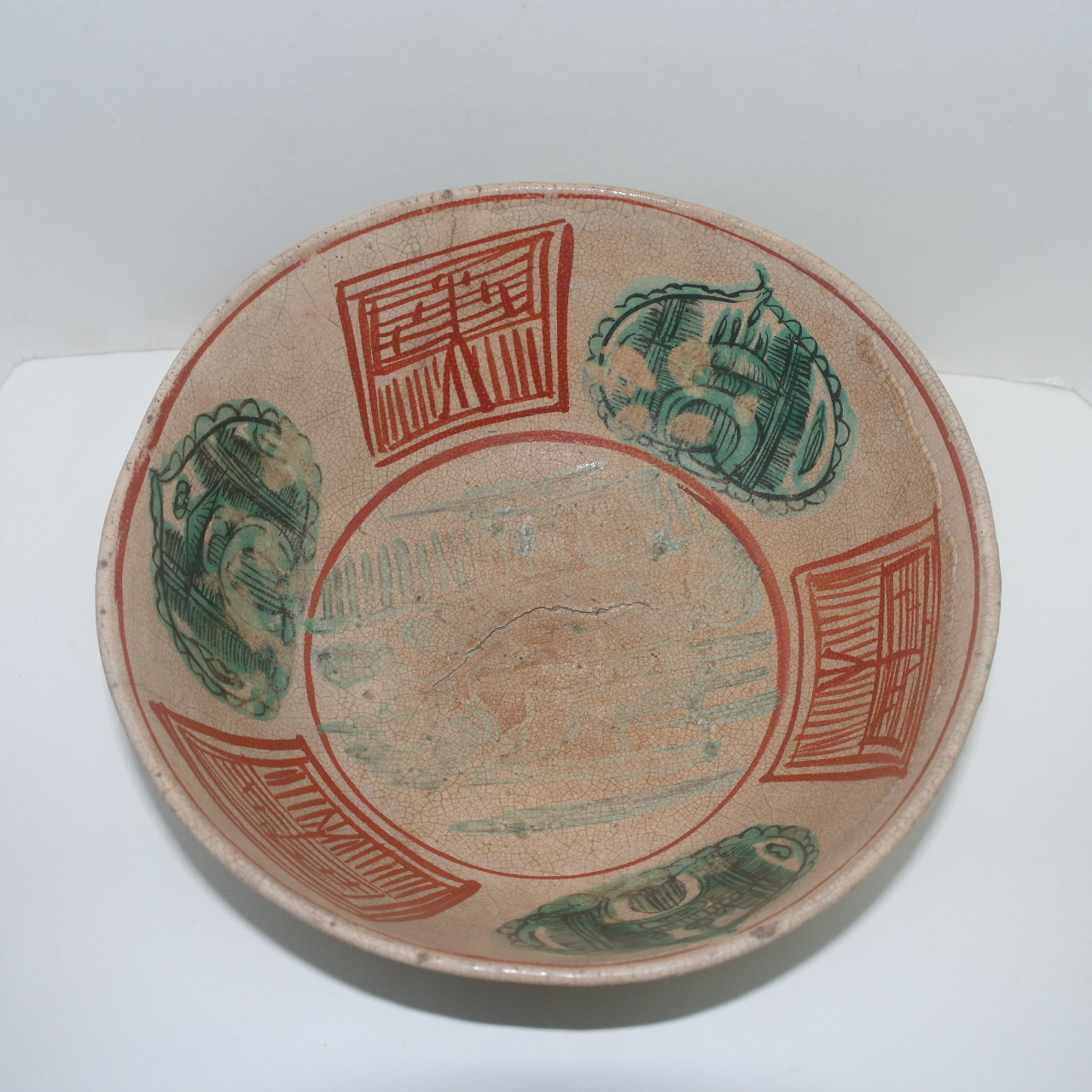 에도시기 200년이상된 청자 진사청화탑문 대완