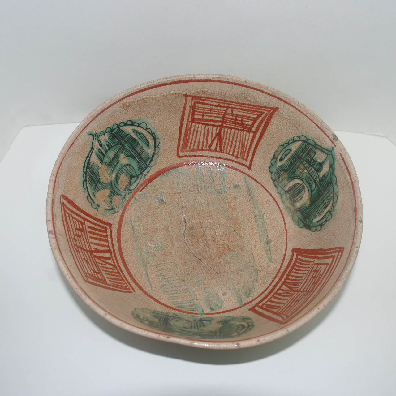 에도시기 200년이상된 청자 진사청화탑문 대완