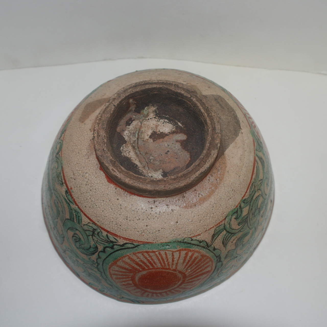 에도시기 200년이상된 청자 진사청화탑문 대완