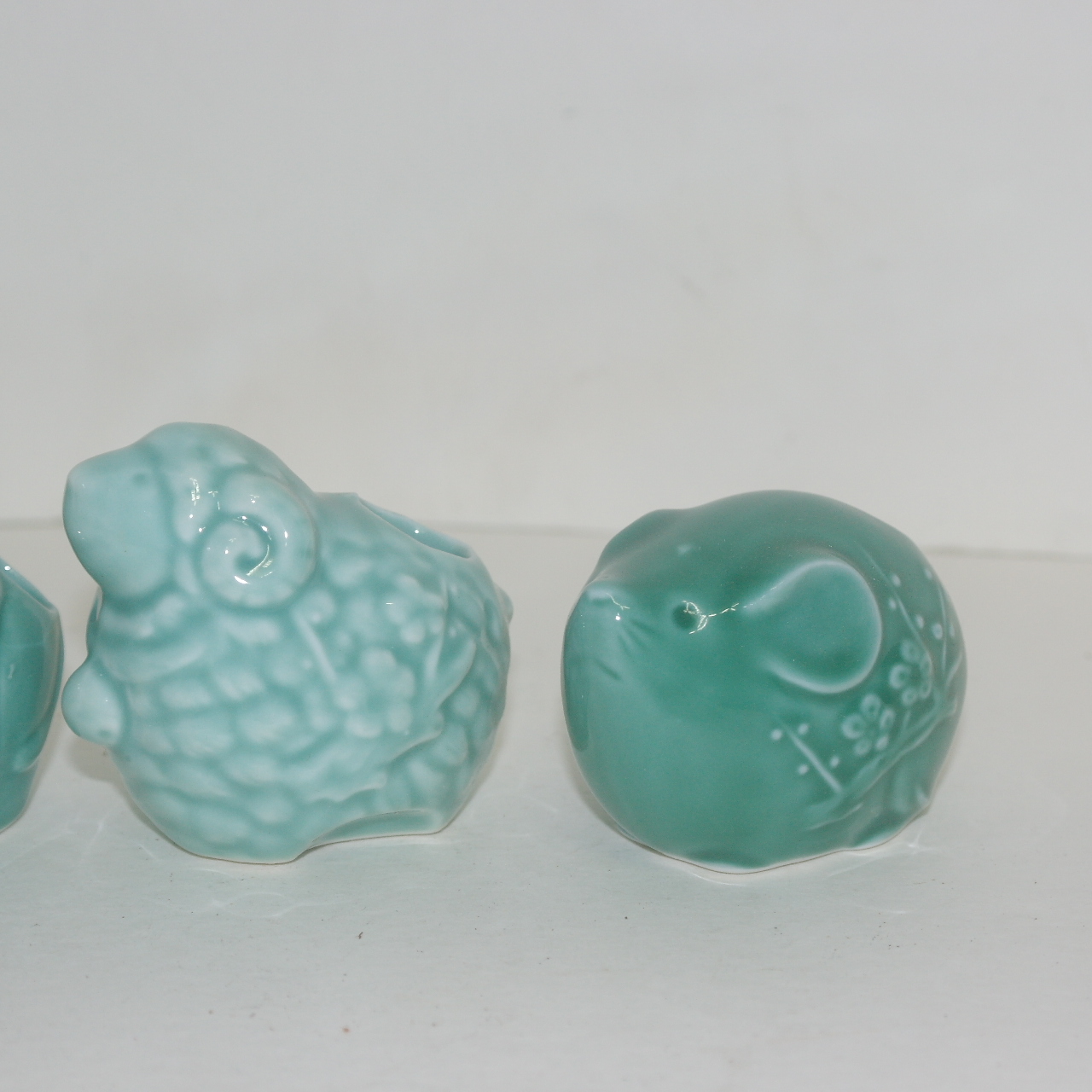 청자도자기 쥐,양,소 조각상