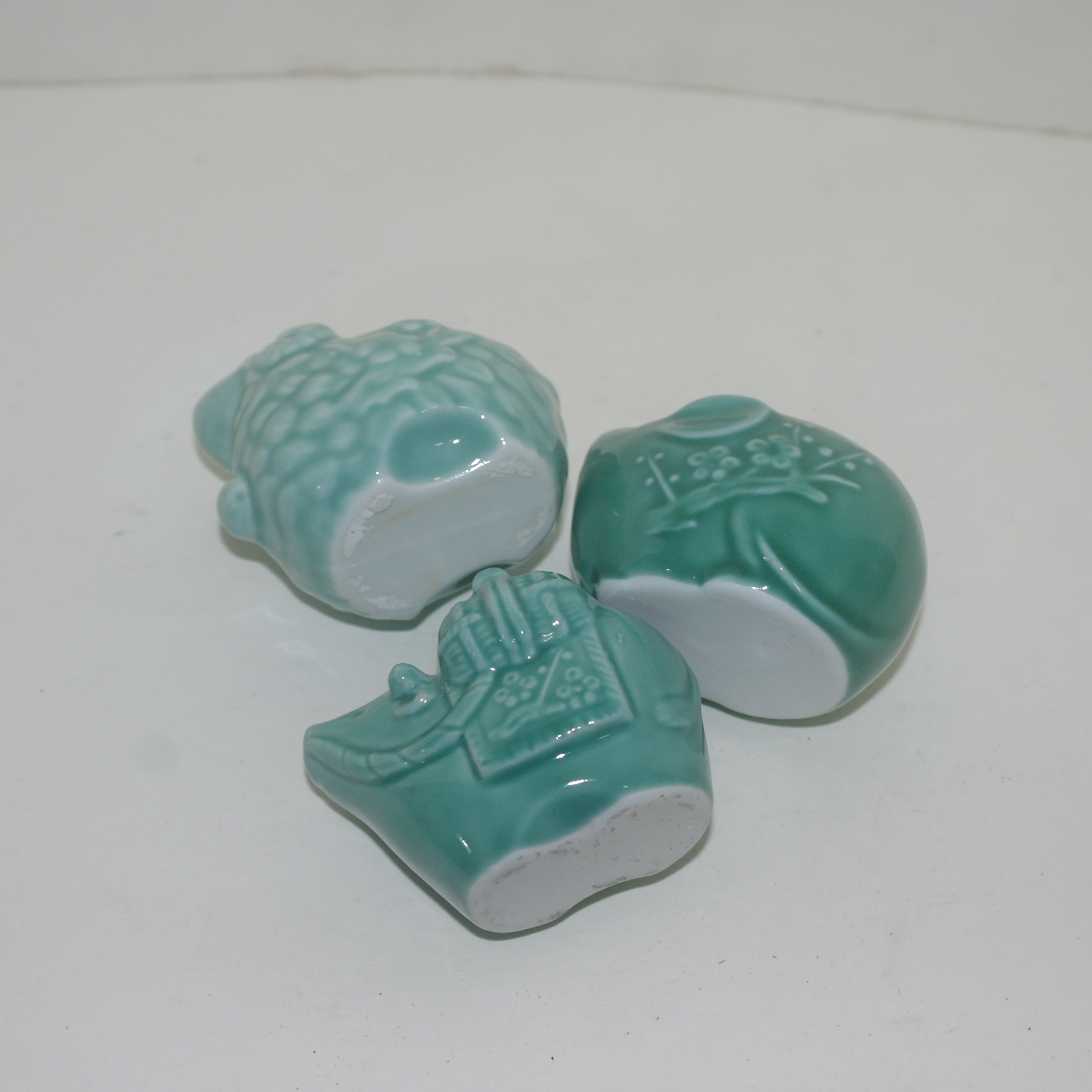 청자도자기 쥐,양,소 조각상