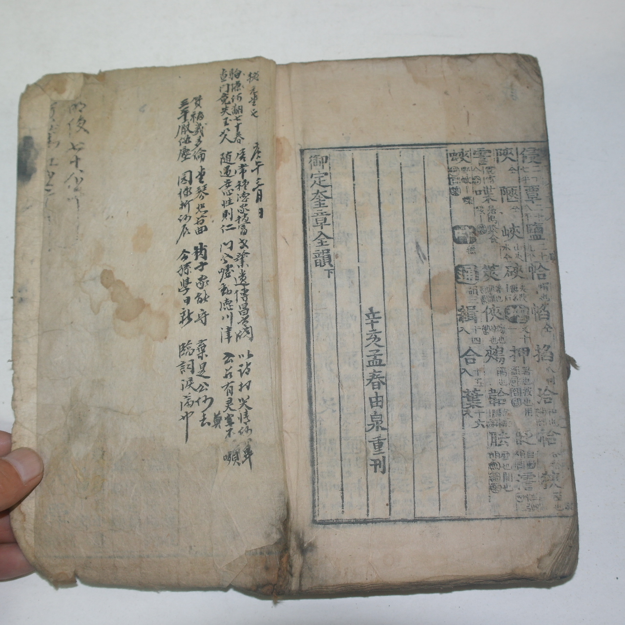 조선시대 목판본 신해맹춘유천중간 어정규장전운(御定奎章全韻) 1책완질