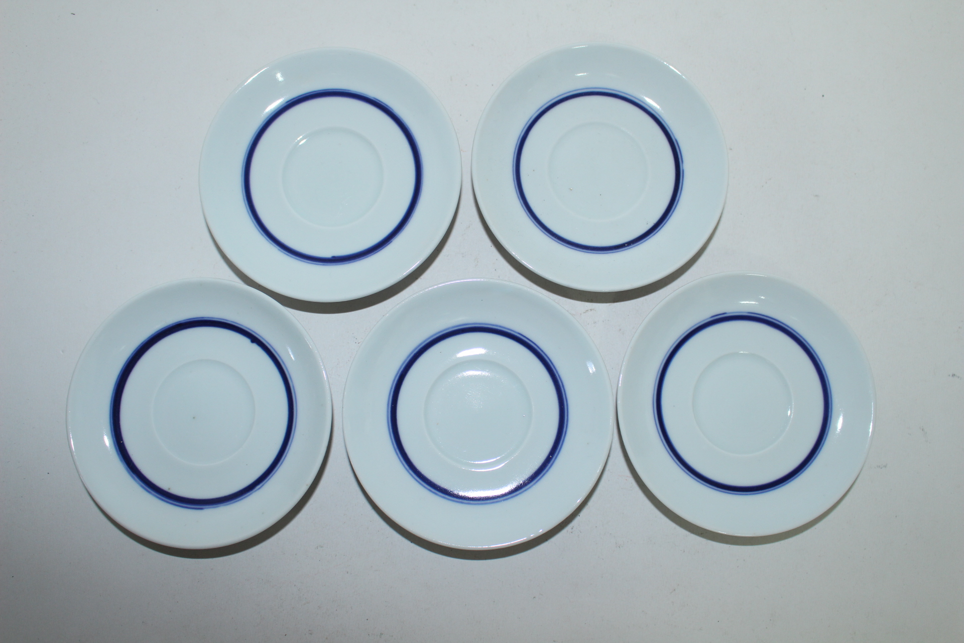 청화백자 원태양문 잔받침 5점
