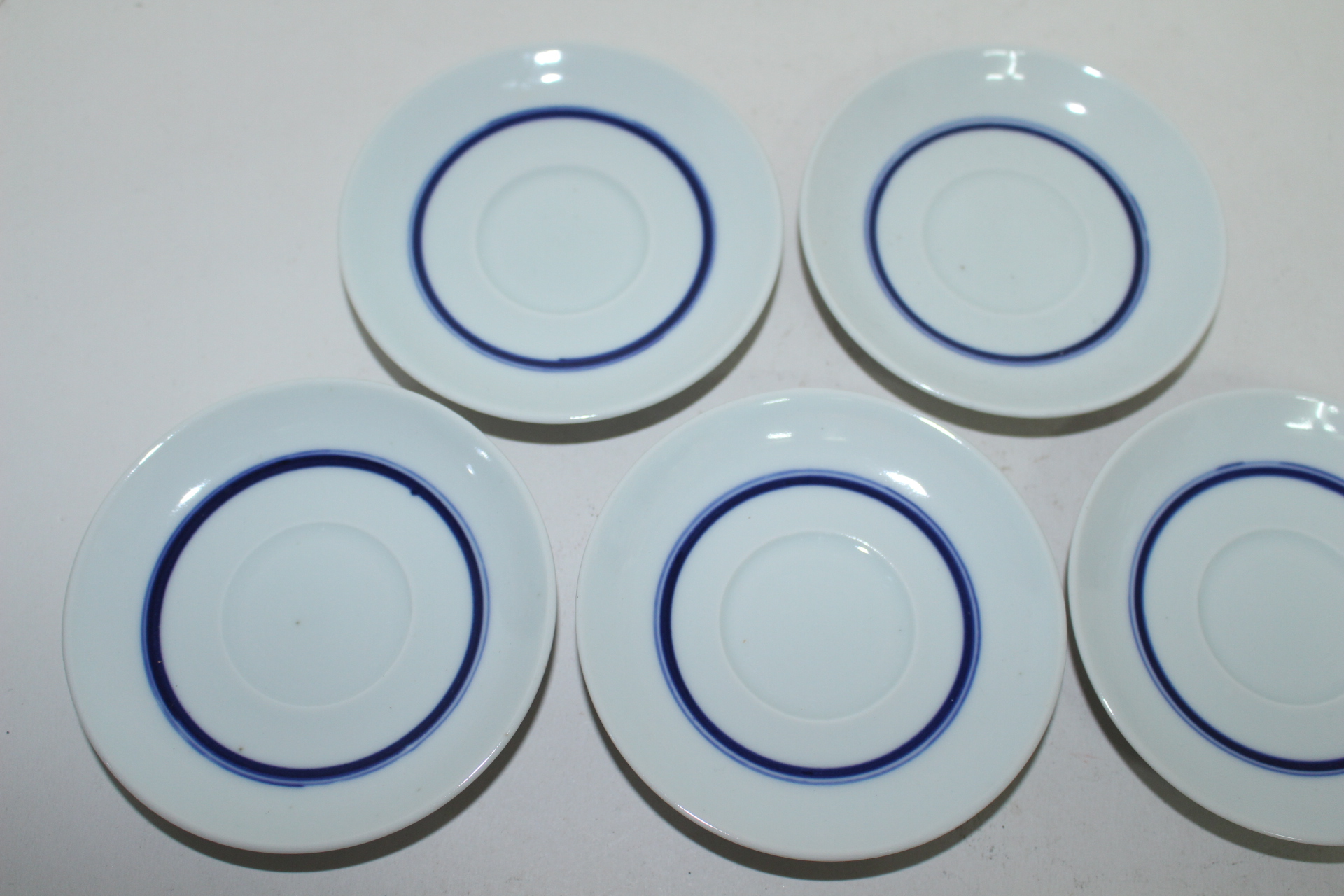 청화백자 원태양문 잔받침 5점