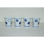 이마리 청화백자 복자문 잔 4점