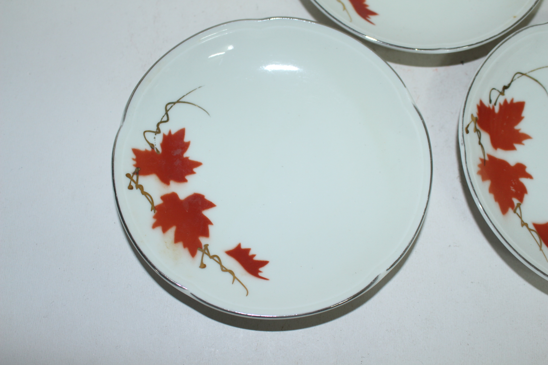 백자 진사금채 단풍문 완 3점