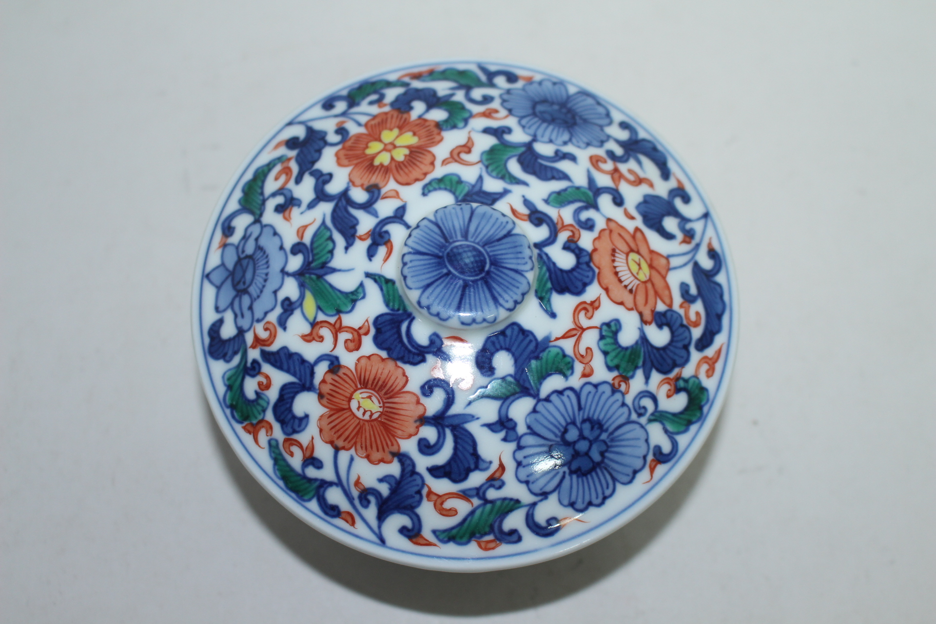 이마리 청화백자 진사화문 합