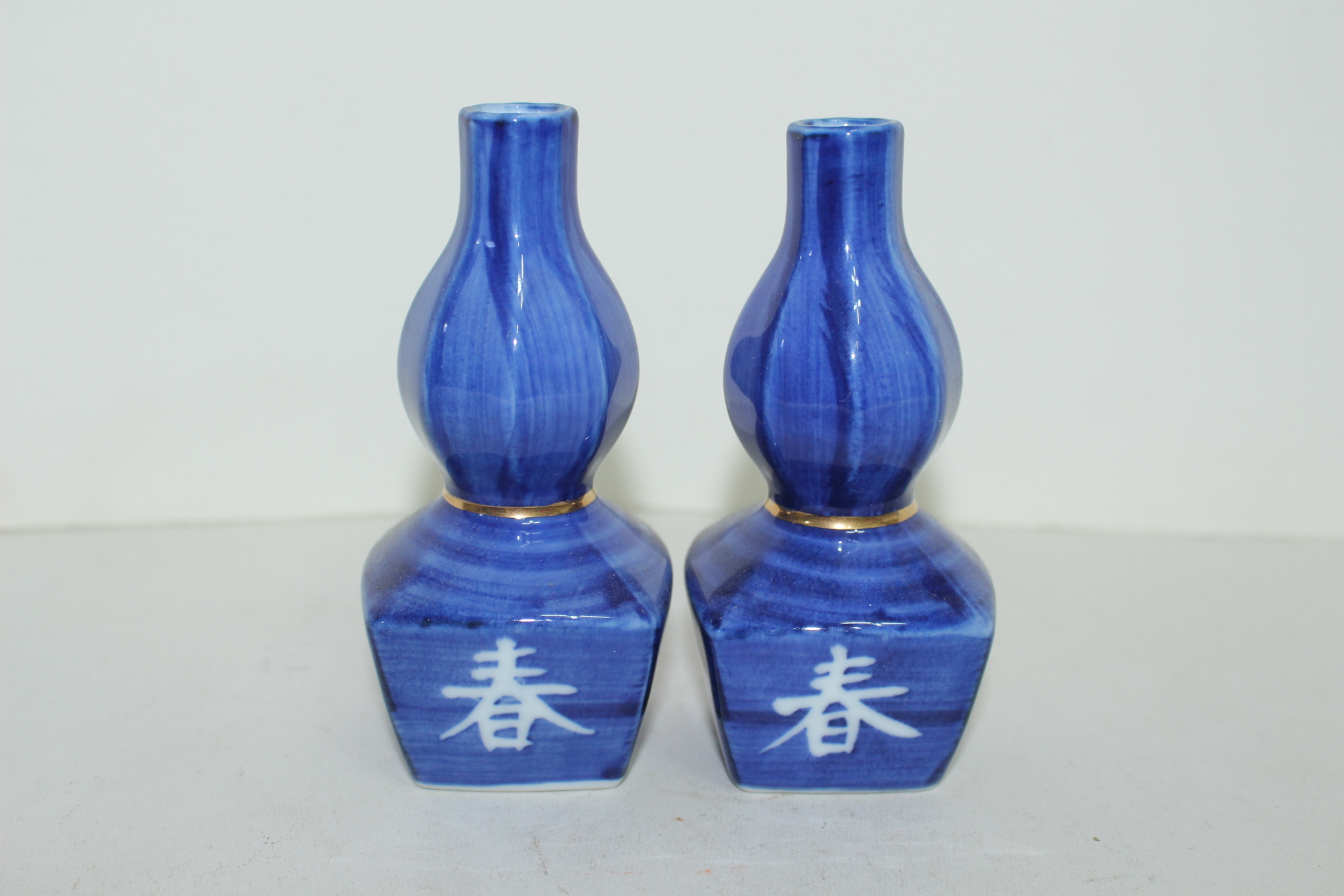 청화백자 춘하추동문 사각호리형 호 2점