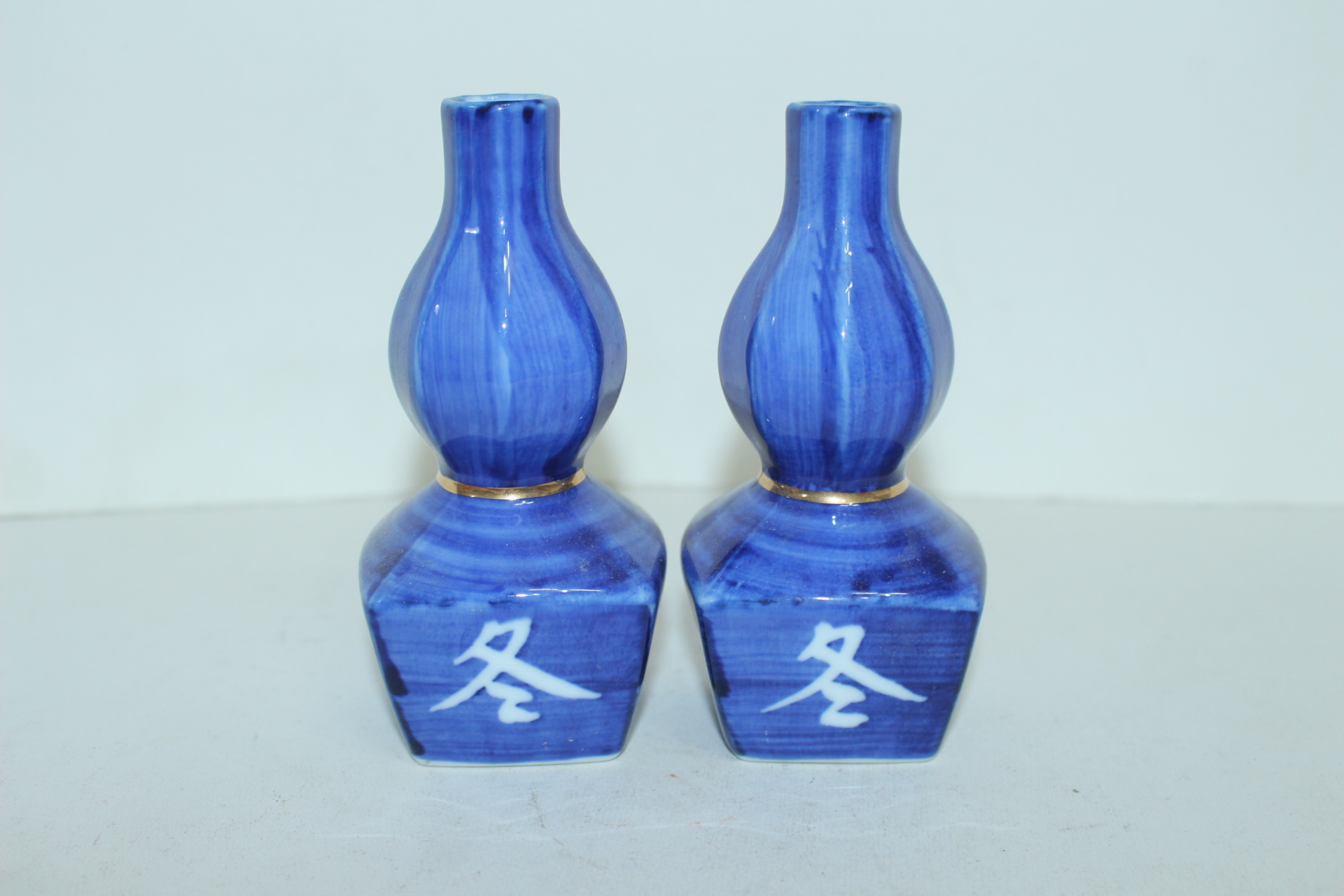 청화백자 춘하추동문 사각호리형 호 2점