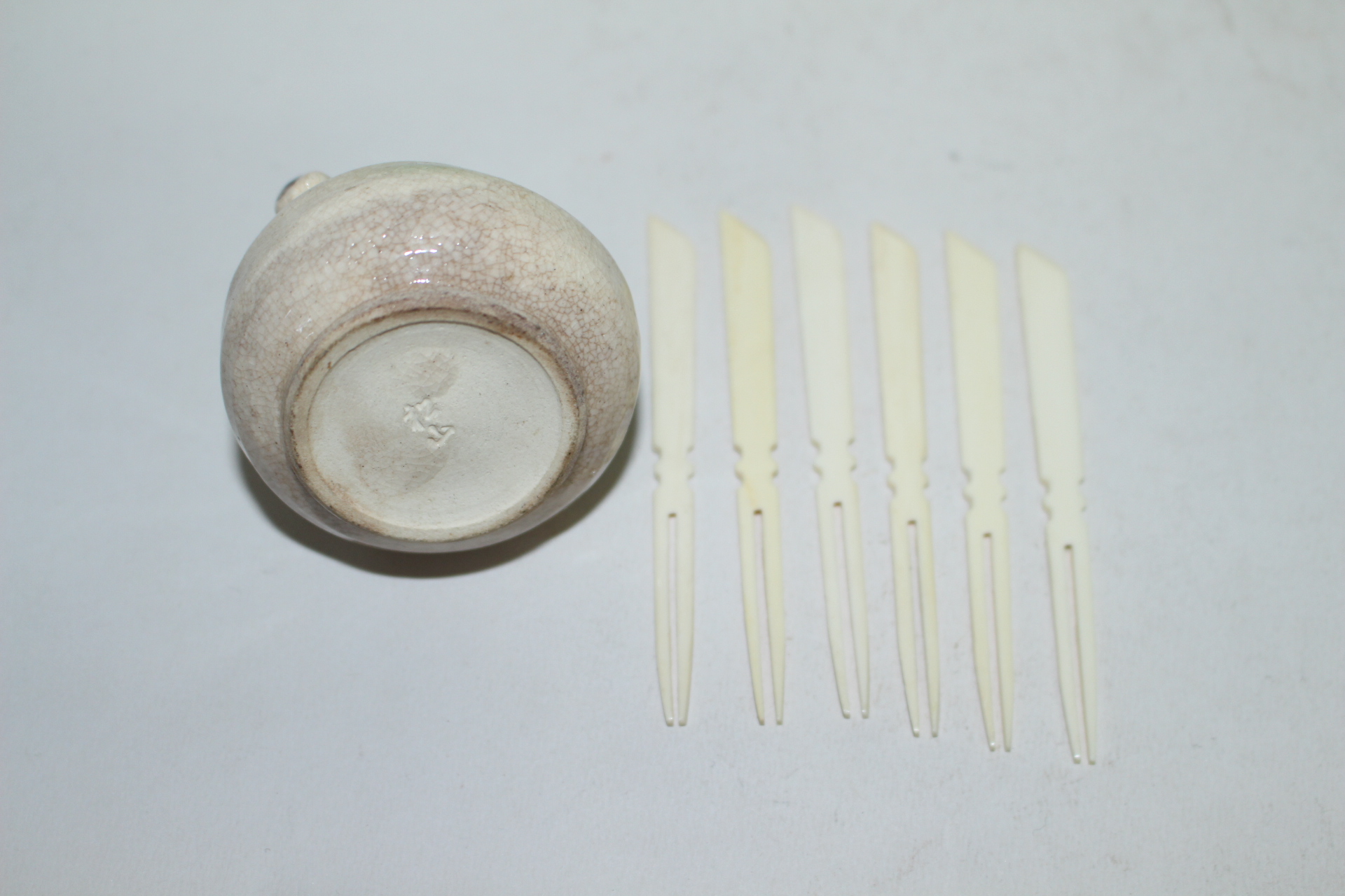 오리배청자소호와 우각재질로된 포크6점