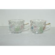 유리에 금채추상화문된 홍차잔 2점