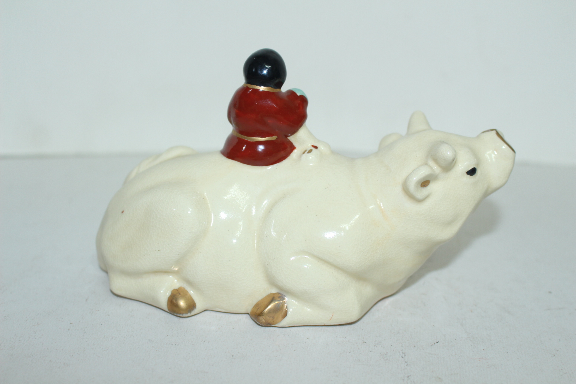 분청자 소를탄 동자상