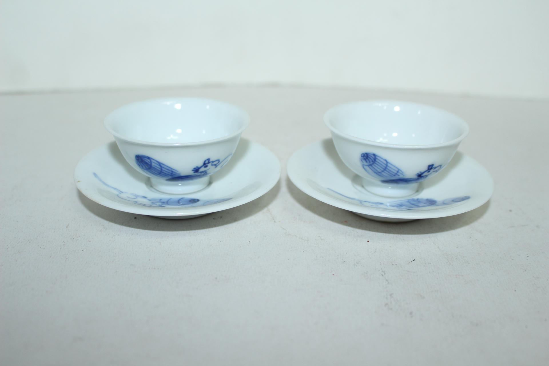 연대가좋은 이마리 청화백자 쥐문 잔받침과 잔 2점셋트