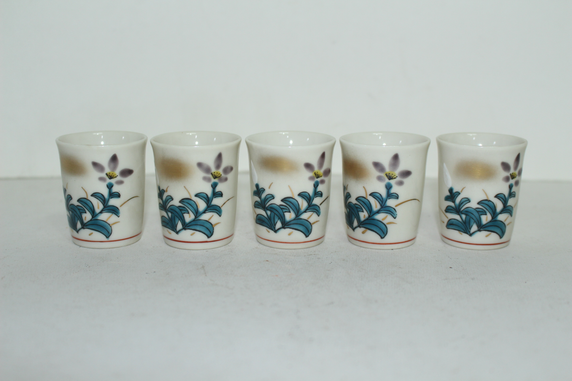 분청자 청화진사화문 구다니잔 5점셋트