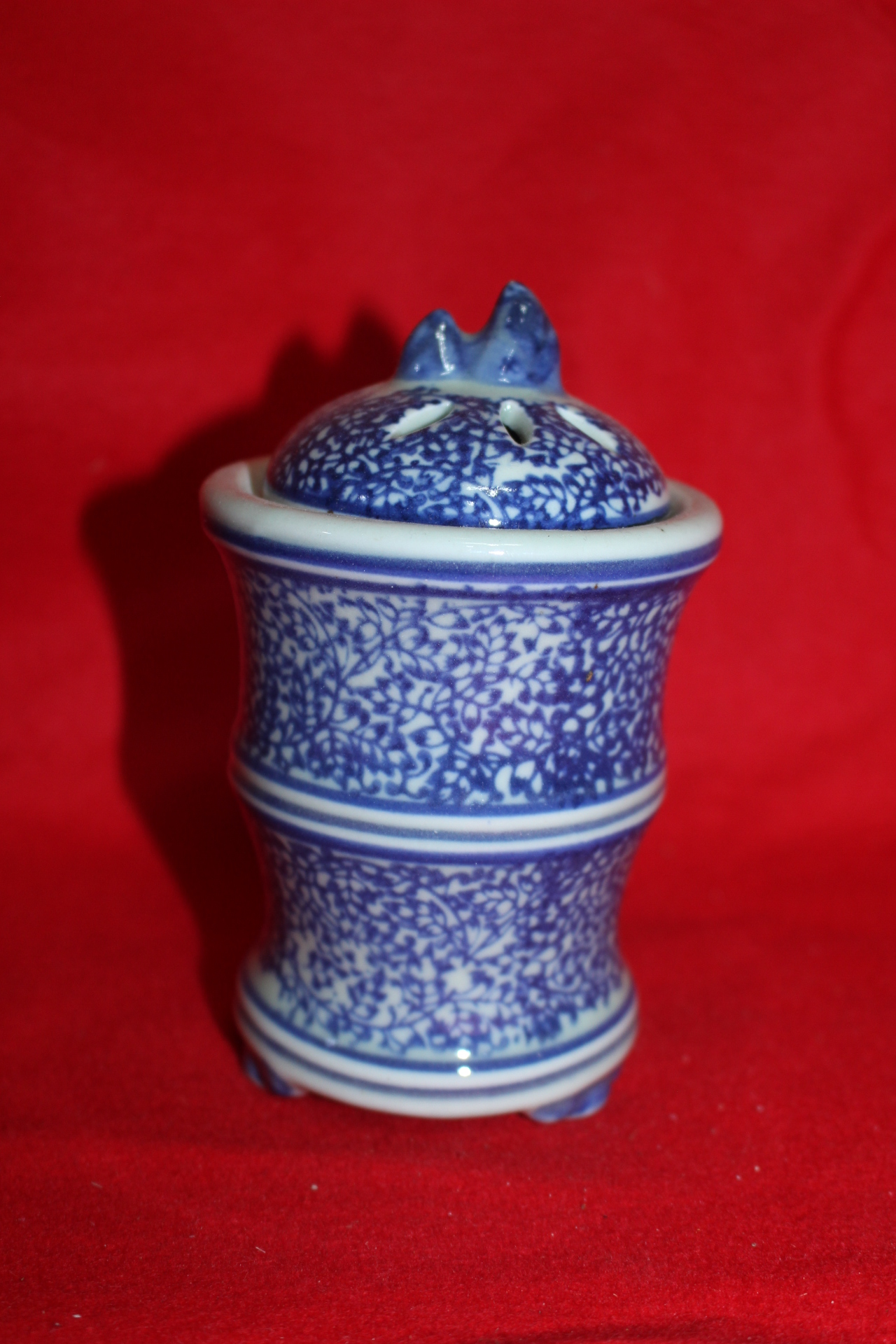 이마리 청화백자추상문 죽절형 향로