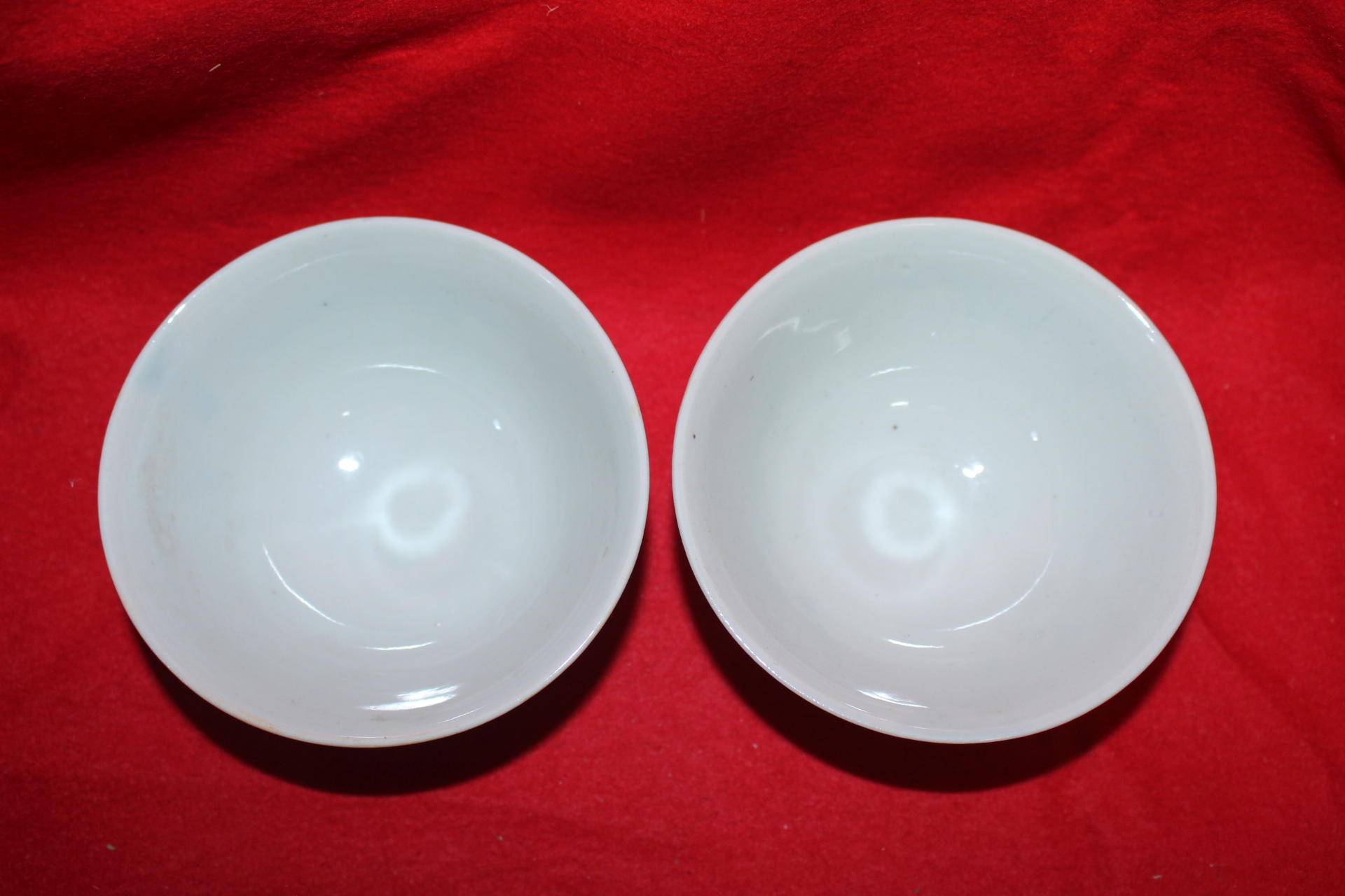 백자금채죽문 자완 2점