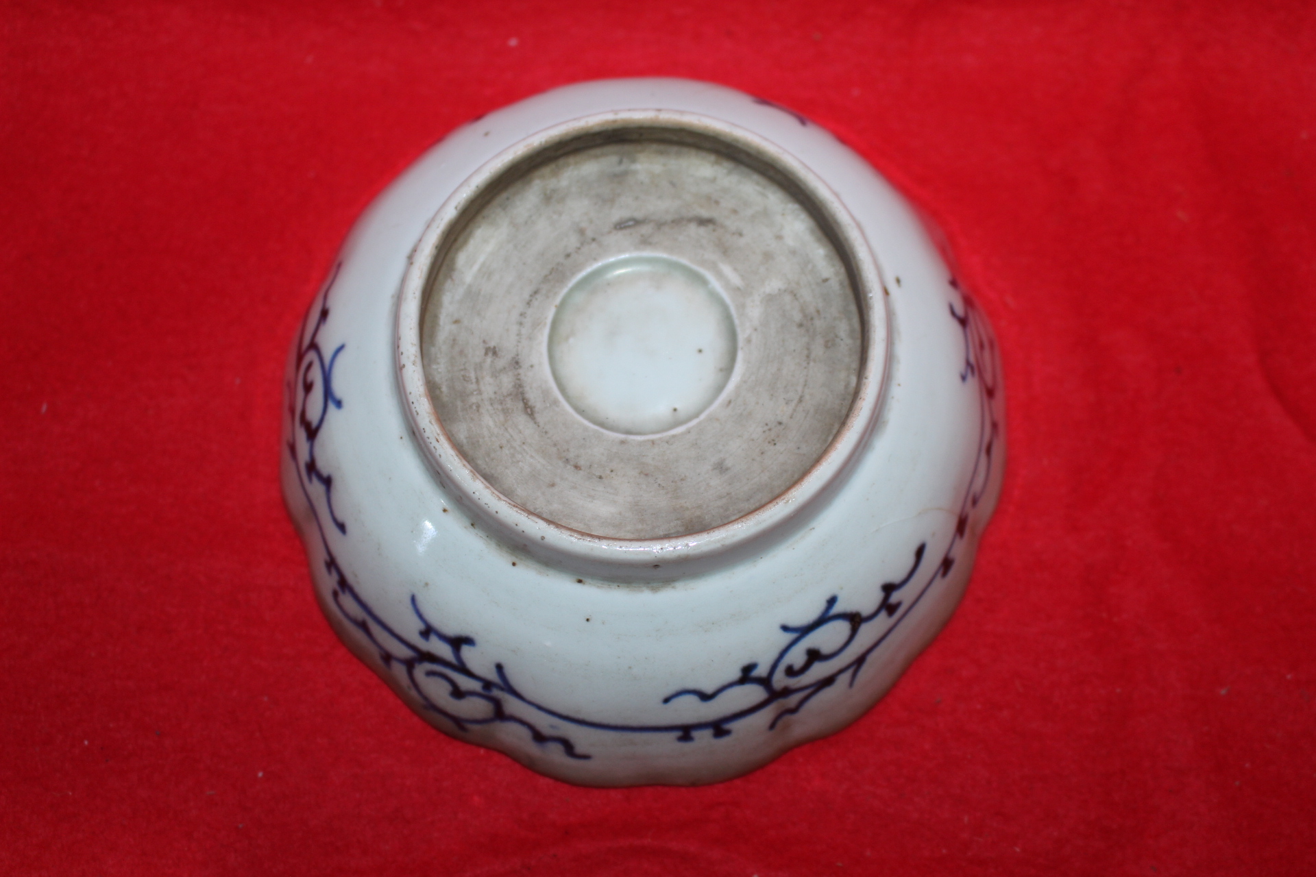 100년이상된 청화백자화문 화형완