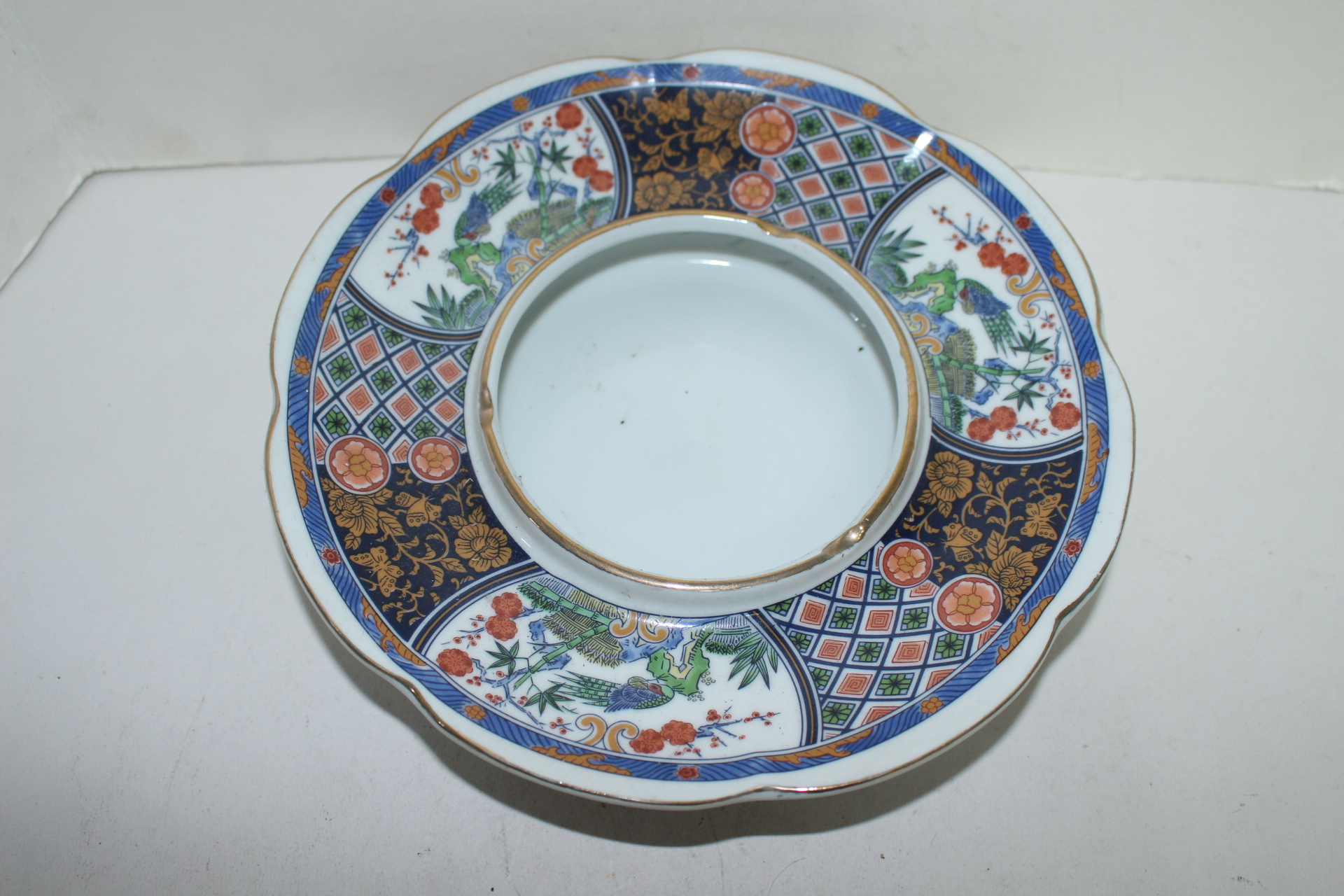 백자 청화진사조화문 화형 화반(재털이)