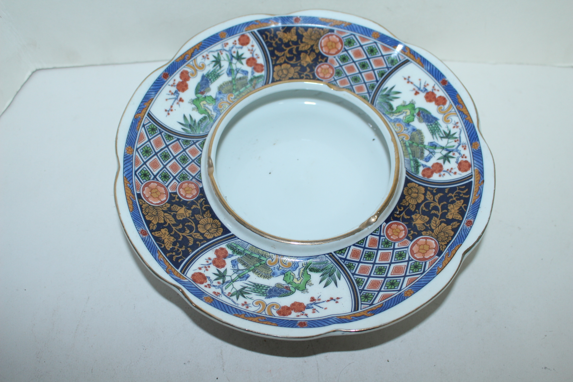 백자 청화진사조화문 화형 화반(재털이)