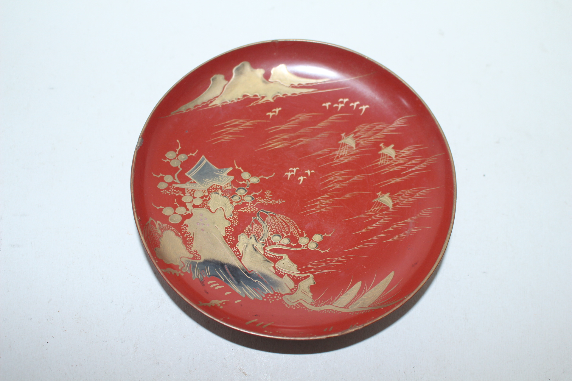 나무에 금채산수문 완 2점