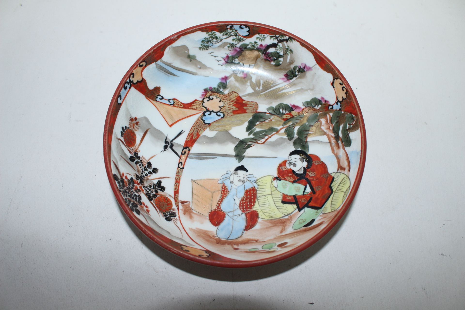 100년이상된 고구다니 진사백자도인문 완