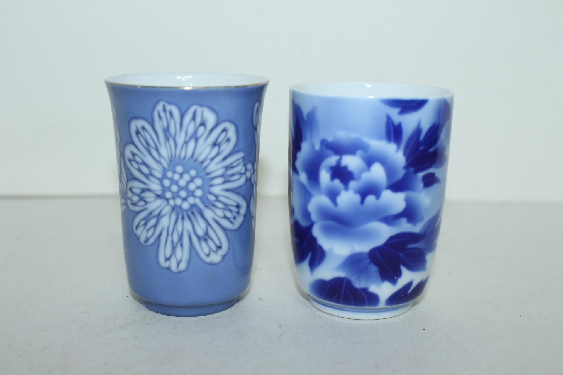 심천요 청화백자화문 잔 2점