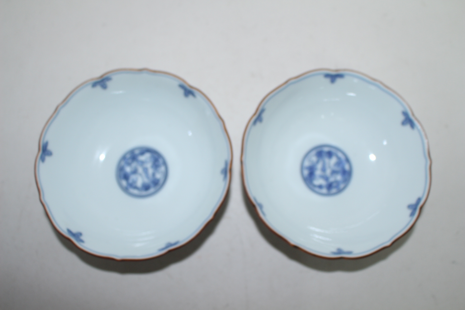 이마리 청화백자 화문화형완 2점