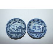 100년이상된 청화백자산수문 완 2점